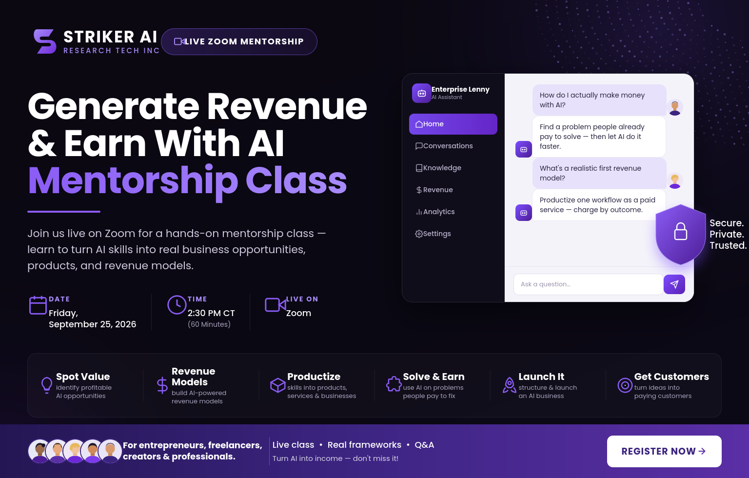 Generate Revenue & Earn With AI — Live Mentorship Class